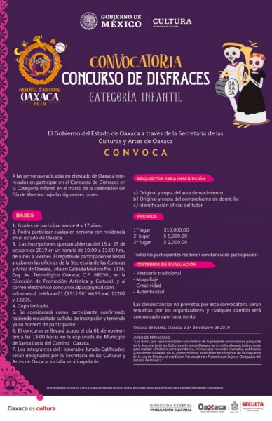 Alista Seculta  convocatorias para  el Festival Día de Muertos Oaxaca 2019