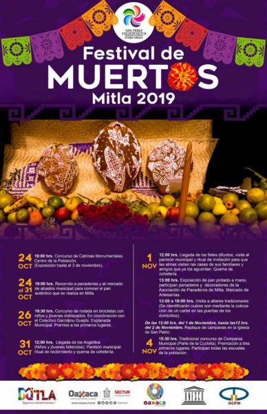 Recibe San Pablo Villa de Mitla a fieles difuntos con  Festival de Muertos Mitla 2019