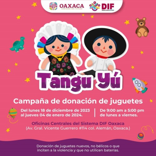 Reitera DIF Oaxaca invitación para donar juguetes que se entregarán el 6 de enero