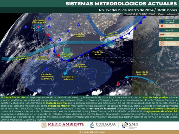 Nublados, algunas lluvias y tormentas se prevé para este martes: Protección Civil
