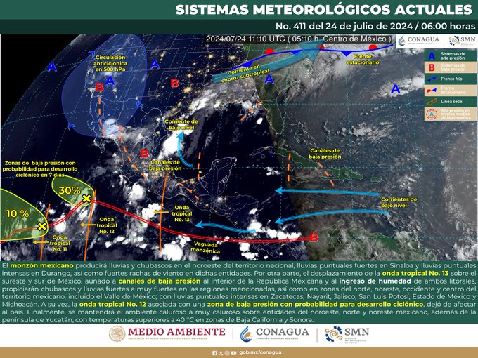 Se prevé lluvias para este miércoles por onda tropical número 13