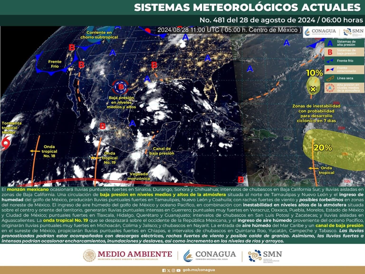 Se prevén tormentas en la Sierra Sur y Mixteca para este miércoles