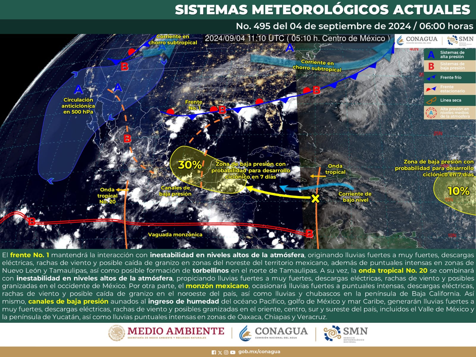 Pronostican tormentas para Oaxaca durante la tarde-noche de este miércoles