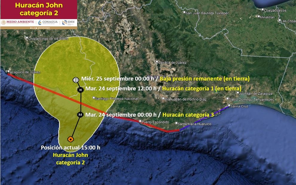 John se intensifica a categoría 2: Protección Civil