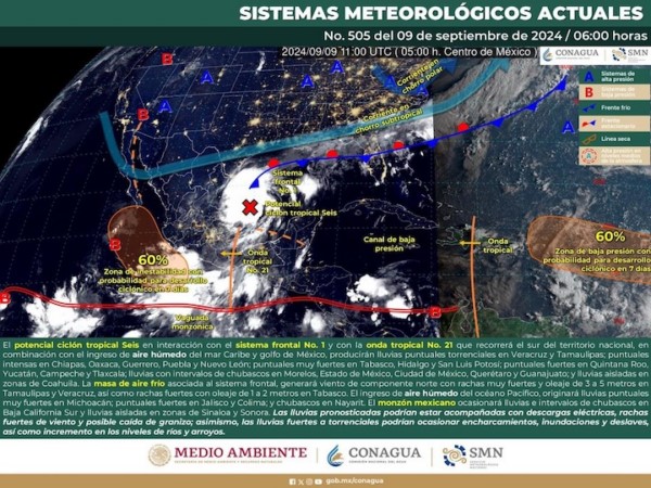 Continuará el temporal lluvioso en Oaxaca por potencial ciclón tropical seis