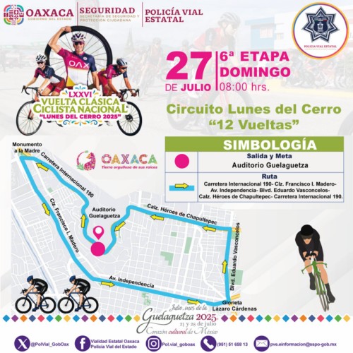 Implementará Policía Vial Estatal dispositivo por Vuelta Ciclista “Lunes del Cerro 2025”
