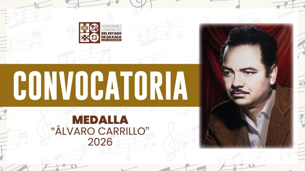 Convoca Congreso local a participar por la Medalla “Álvaro Carrillo” 2026