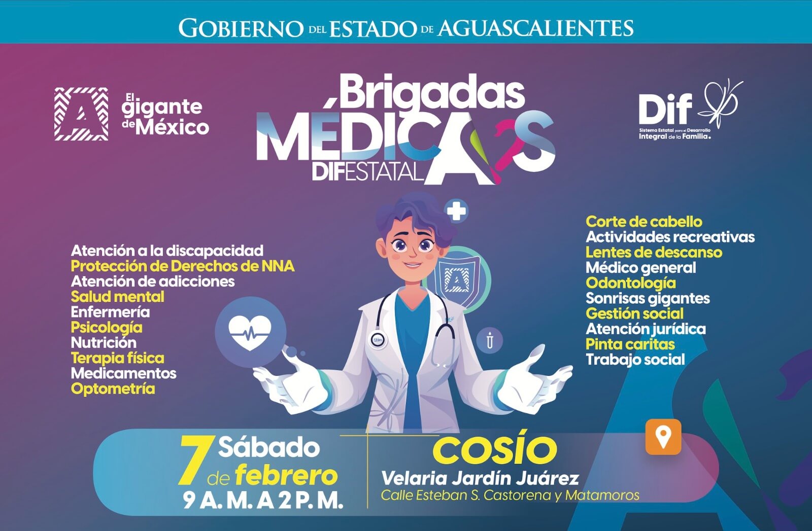 DIF ESTATAL LLEVA SERVICIOS DE SALUD Y APOYOS GRATUITOS A COSÍO