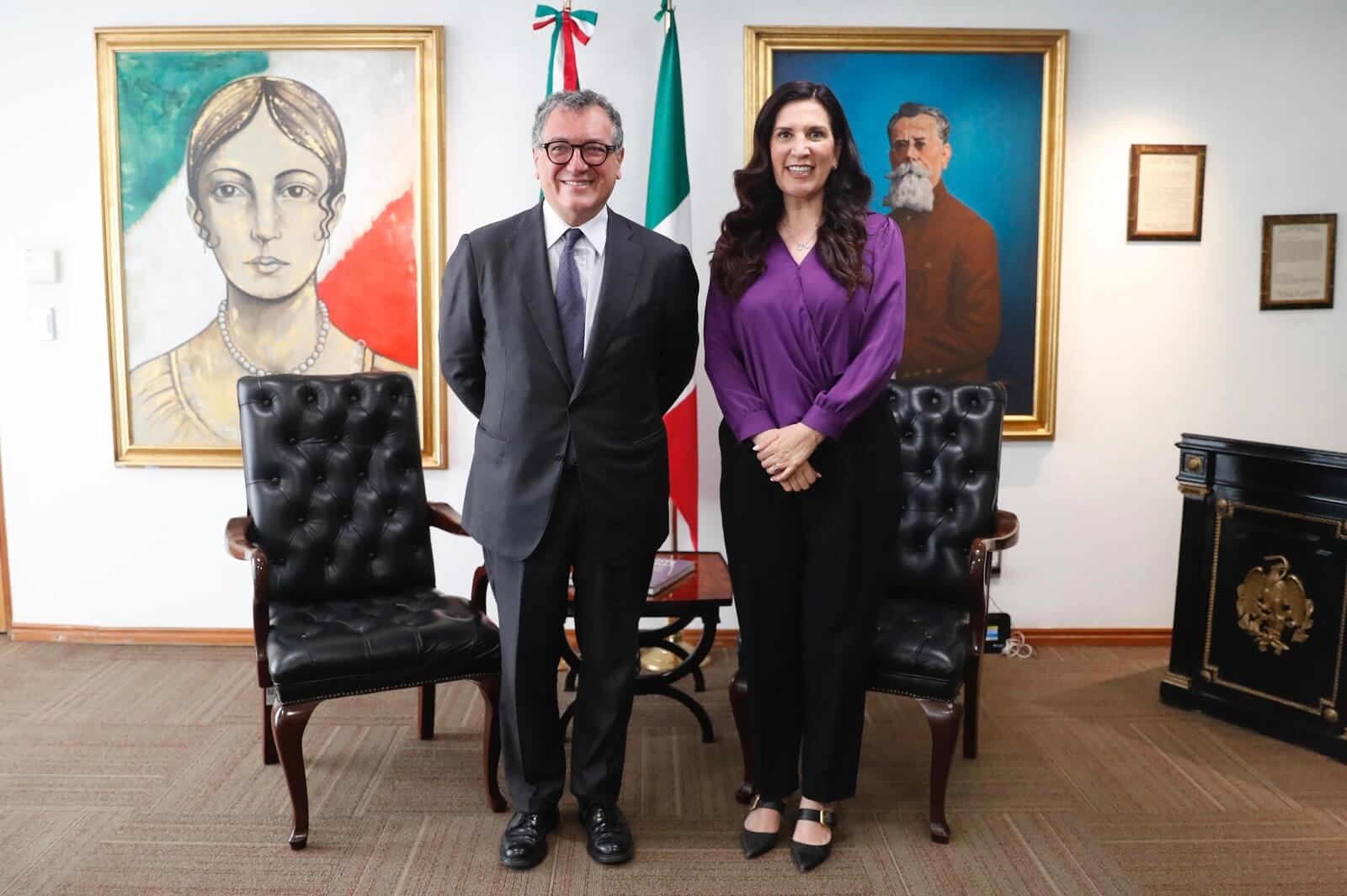 Recibe Kenia López Rabadán al embajador de Italia en México