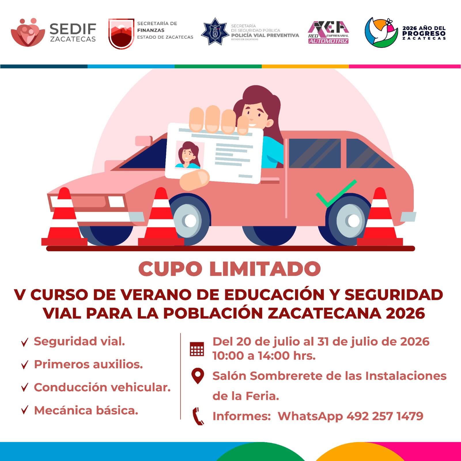 Convoca Gobierno de Zacatecas a participar en el V Curso de Verano de Educación y Seguridad Vial para la población