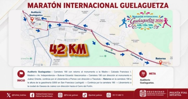 Implementará Policía Vial Estatal operativo especial por el Maratón Internacional Guelaguetza 2026