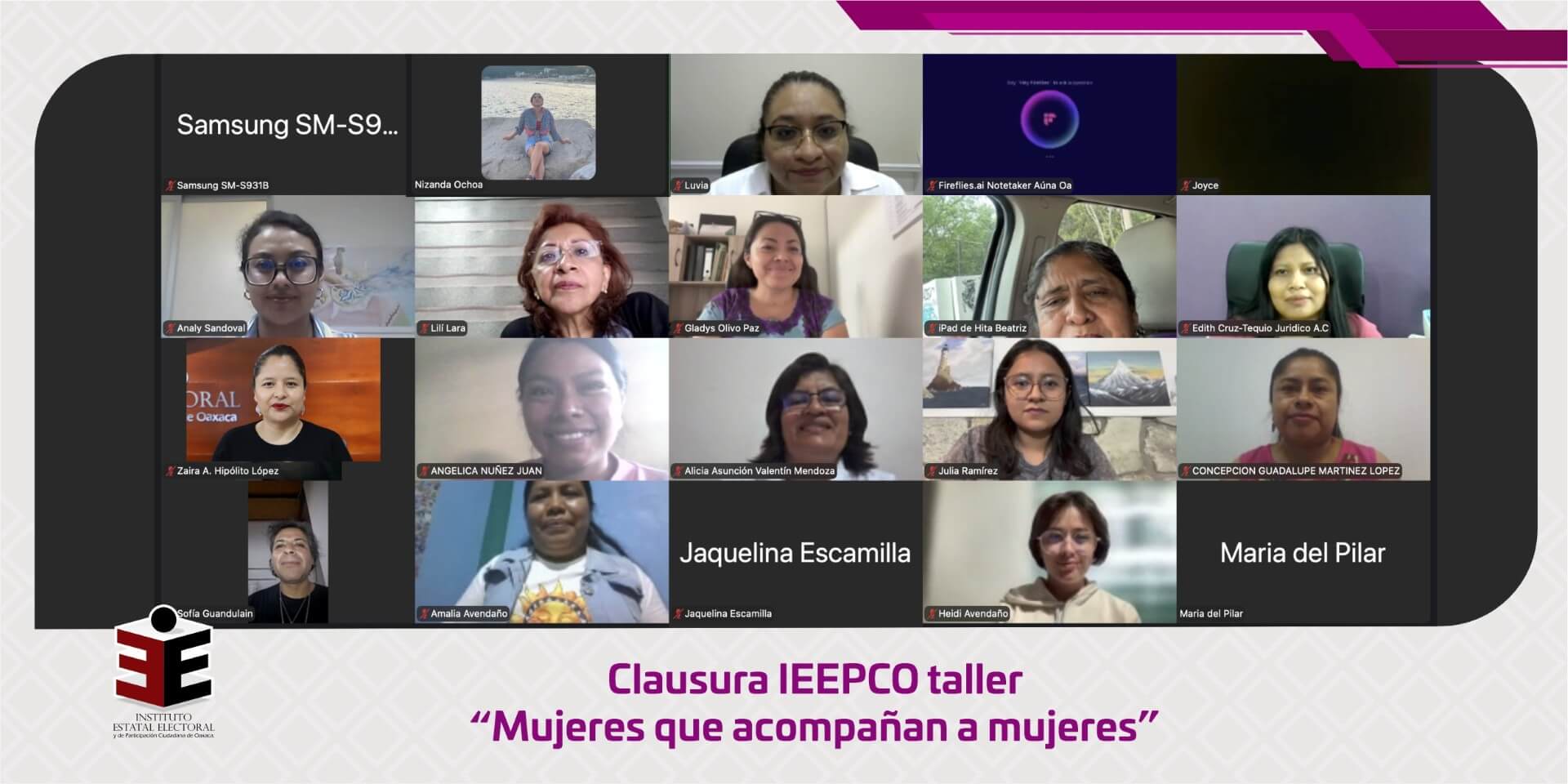 Clausura IEEPCO taller “Mujeres que acompañan a mujeres”