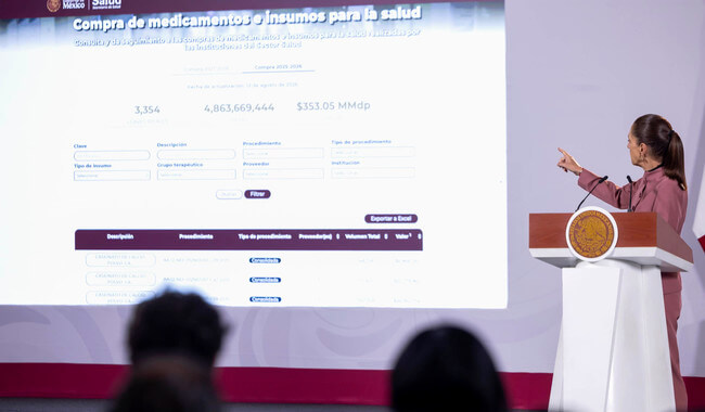 Compra consolidada de medicamentos e insumos médicos ha permitido ahorrar alrededor de 70 mil mdp, respecto al 2024: presidenta