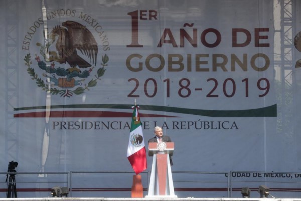 López Obrador en mensaje por primer año de gobierno.