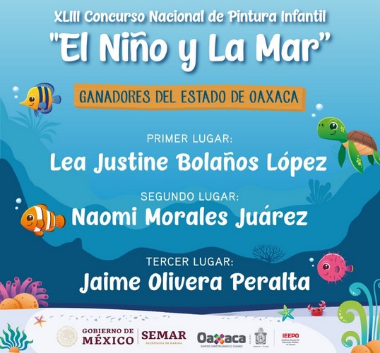 las y los ganadores estatales del XLIII Concurso Nacional de Pintura Infantil “El Niño y La Mar” 2020,