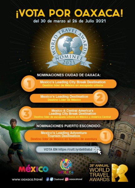· La Sectur Oaxaca invita a participar en la votación de los Oscar del turismo mundial