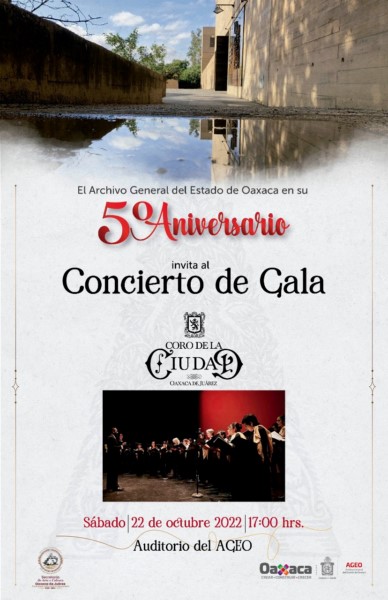 para celebrar su quinto aniversario, que tendrá la participación del Coro de la ciudad de Oaxaca.