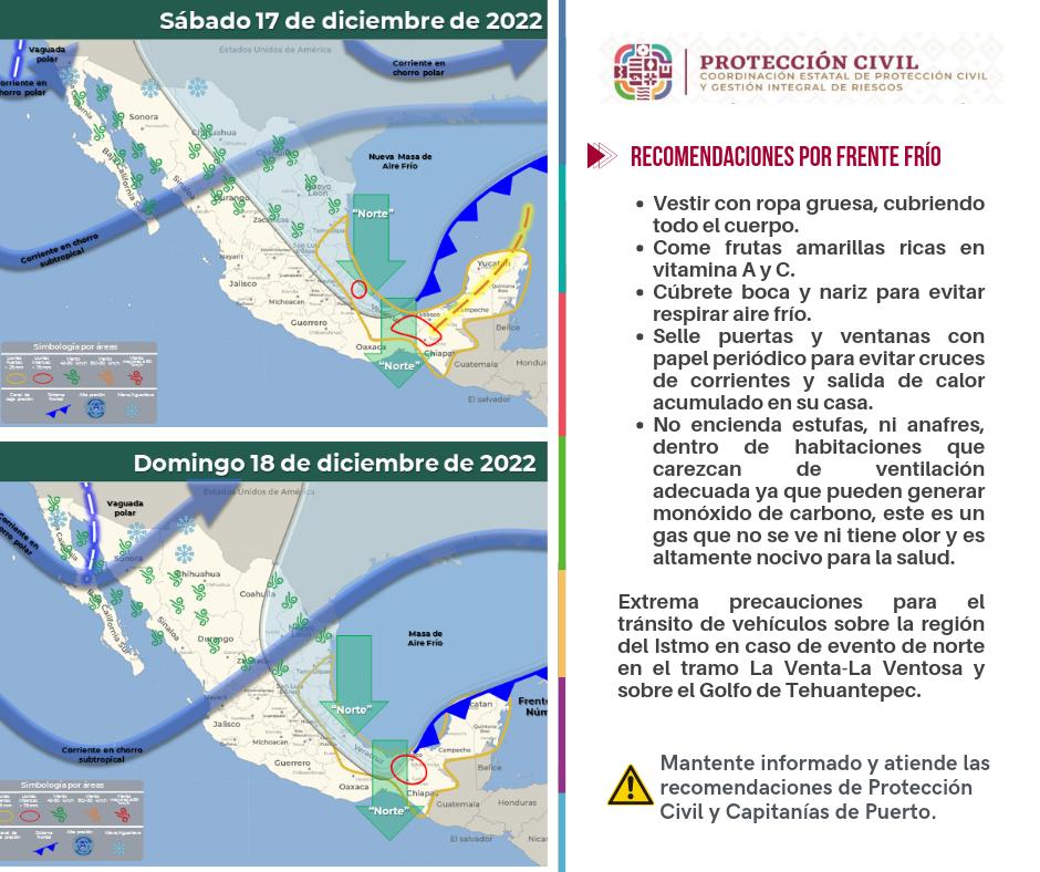 precaución al circular en unidades de motor, debido a las rachas de viento que se presentarán en el oriente del Istmo de Tehuantepec.