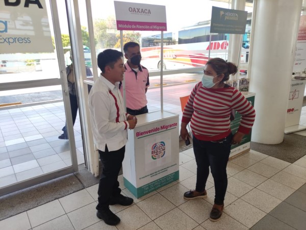 ·         A través del Instituto de Atención Integral al Migrante Oaxaqueño se instaló un módulo de atención en la terminal de autobuses ADO,