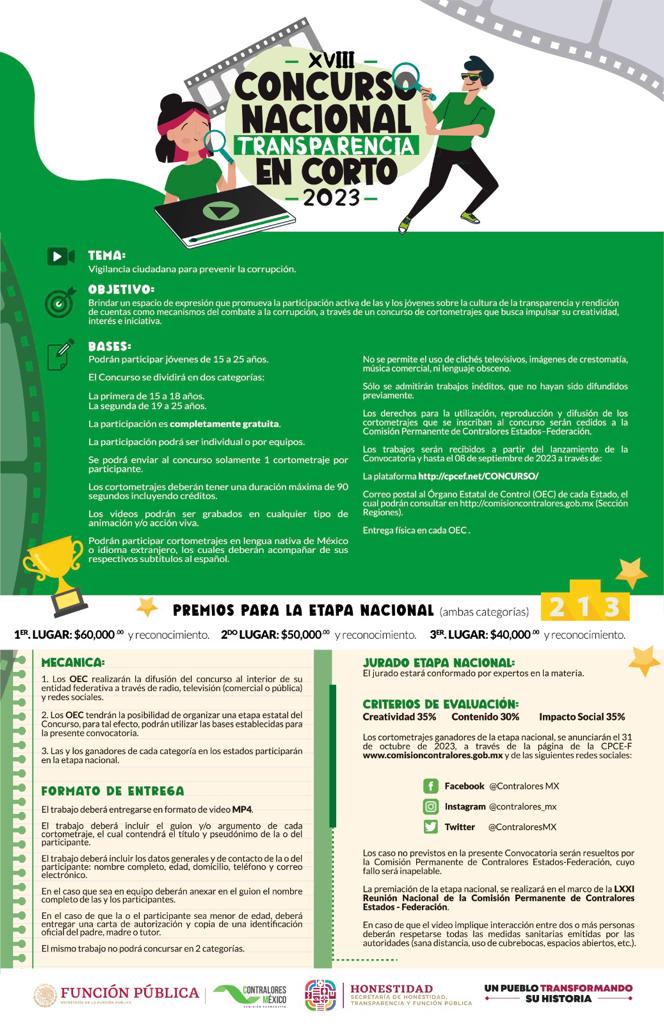 un cortometraje de 90 segundos con el tema “Vigilancia ciudadana para prevenir la corrupción”