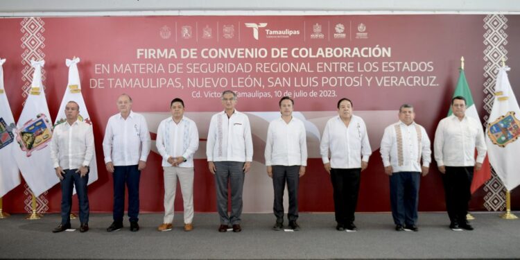 *Firma Cuitláhuac García convenio con Tamaulipas, San Luis Potosí y Nuevo León