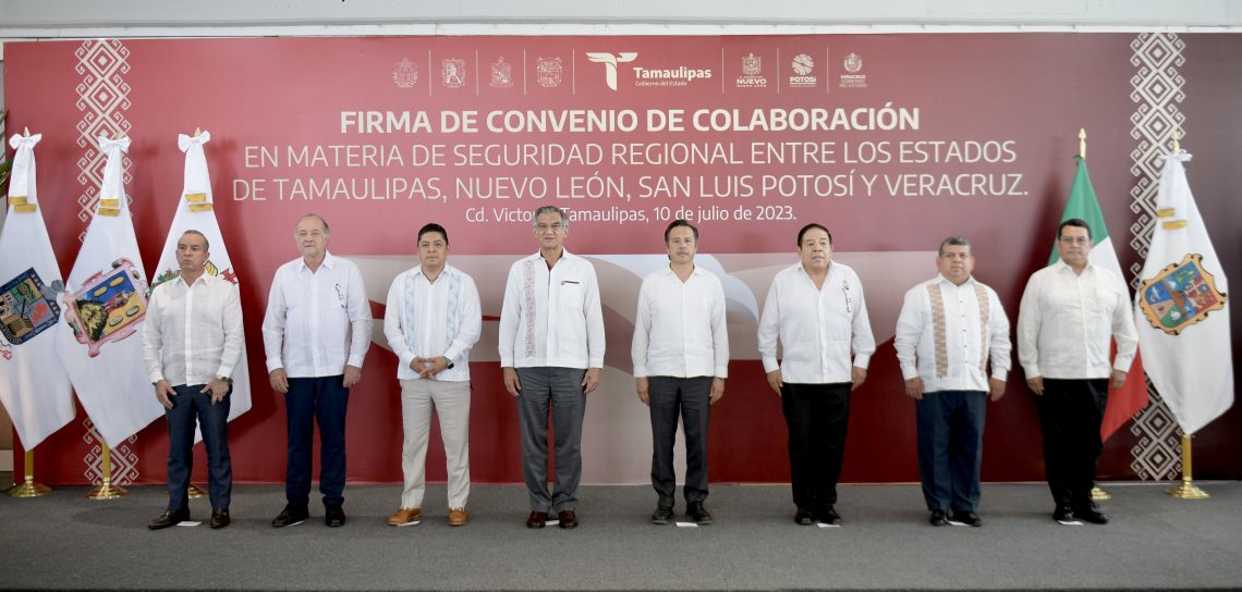 *Firma Cuitláhuac García convenio con Tamaulipas, San Luis Potosí y Nuevo León