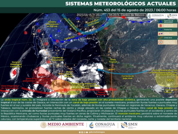 Durante las próximas 48 horas se prevén fuertes lluvias en todo el estado