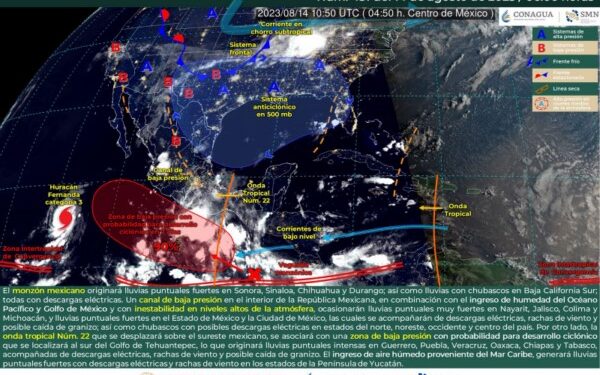 Onda tropical número 22 continuará dejando lluvias fuertes, tormentas y rachas de viento
