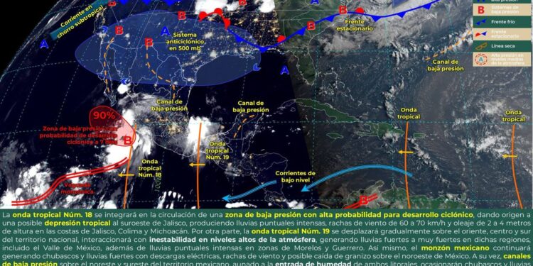 Se esperan lluvias, tormentas y viento en el estado por intensa actividad de onda tropical número 19