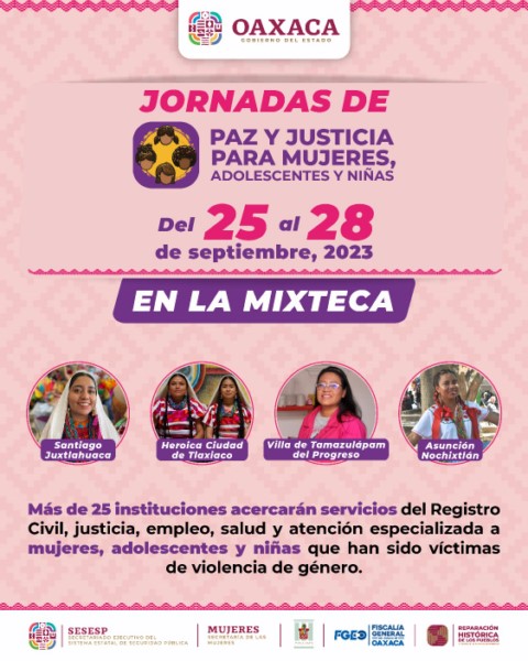 , bolsa de trabajo para mujeres, trámite de actas de nacimiento y servicio de guardería por parte del Sistema DIF Oaxaca