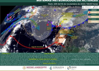 Se esperan intervalos de chubascos en varias regiones y norte en el Istmo de Tehuantepec