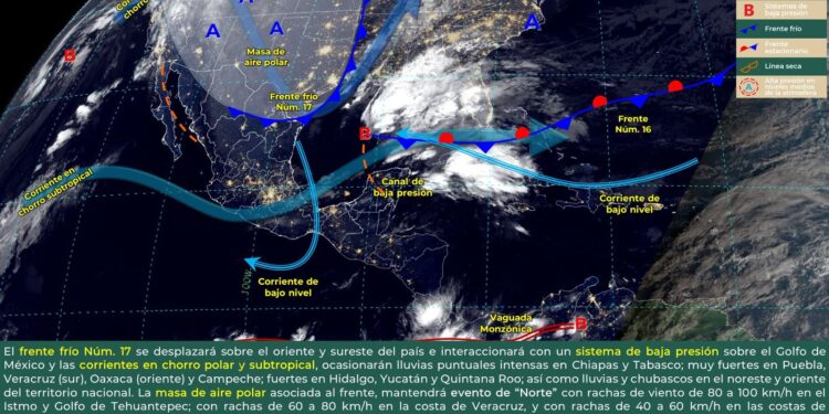 Continuarán las bajas temperaturas, se prevén fuertes vientos y lluvias para algunas regiones: Protección Civil
