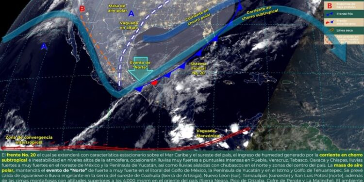 Frente frío número 19 seguirá provocando lluvias y evento de norte en la entidad oaxaqueña