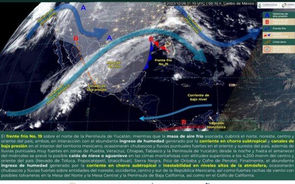 Pronostican nublados, lluvias ligeras y aire frío para algunas regiones del estado