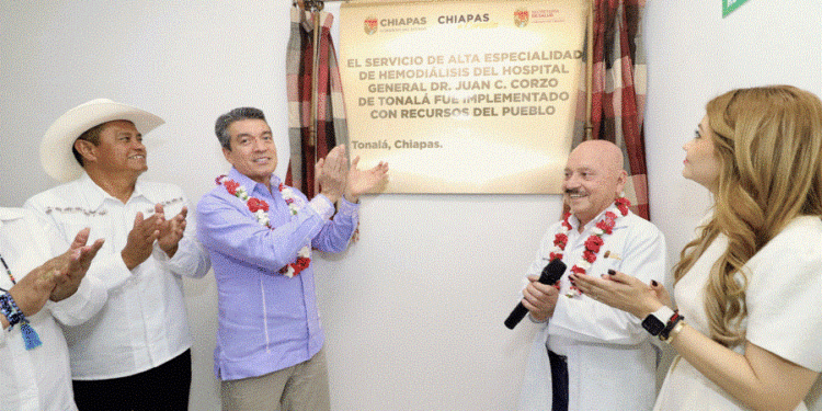 Rutilio Escandón inaugura área de alta especialidad en hemodiálisis en Hospital “Dr. Juan C. Corzo”, de Tonalá