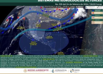 El evento norte tendrá vientos de 30 a 45 kilómetros por hora con rachas de 60 a 80 kilómetros por hora