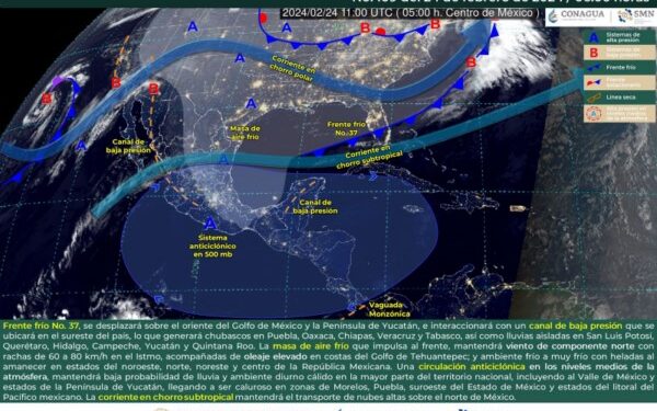 El evento norte tendrá vientos de 30 a 45 kilómetros por hora con rachas de 60 a 80 kilómetros por hora