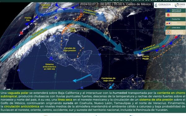 parte del Caribe y Golfo de México, favoreciendo tiempo estable para el estado de Oaxaca.