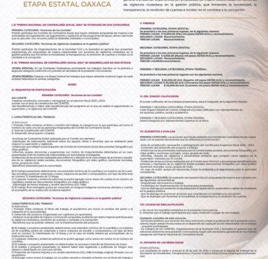 Invitan a participar en la XVI edición del Premio Nacional de Contraloría Social 2024 en su etapa estatal