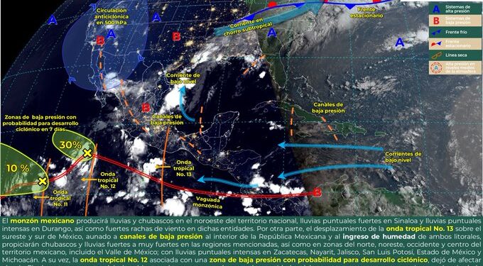 Se prevé lluvias para este miércoles por onda tropical número 13