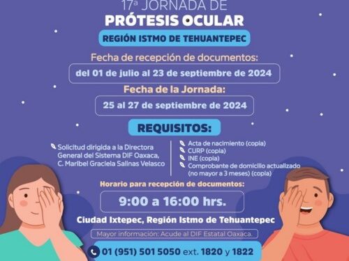 Anuncia DIF Oaxaca 17ª Jornada de Prótesis Ocular en la región Istmo