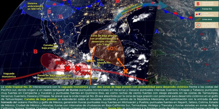 Onda tropical número 25 mantendrá lluvias de intensidad variable en Oaxaca