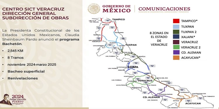 Inicia programa Bachetón en Veracruz; atenderá 2 mil 545 km de caminos federales
