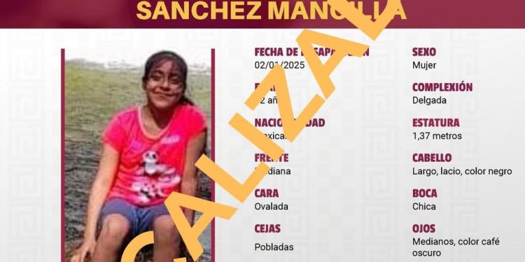 Localizan con vida a Génesis Keylani Sánchez Mancilla