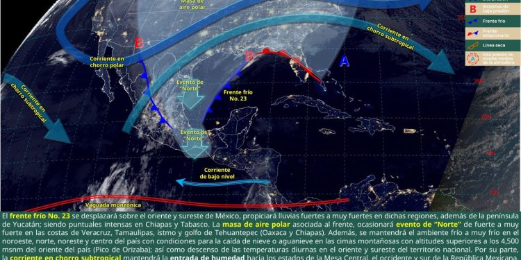 Frente frío número 23 mantendrá condiciones inestables para Oaxaca este inicio de semana