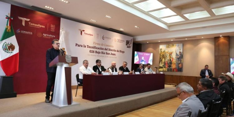 Firman trascendental acuerdo en Tamaulipas; tecnificarán Distrito de Riego 026 con inversión de 4,100 MDP