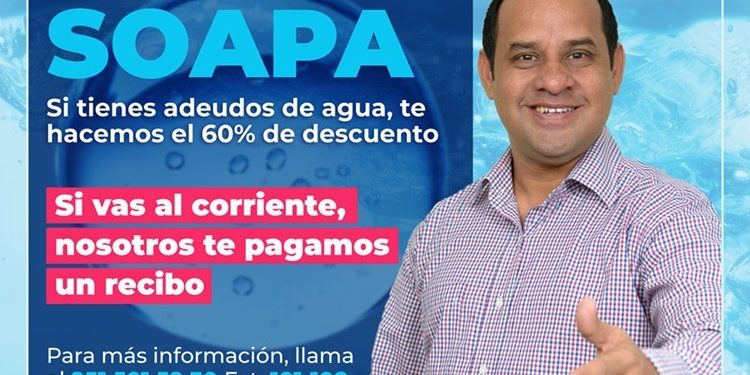 Otorga Soapa descuentos de hasta el 100% en el pago de servicio de agua potable