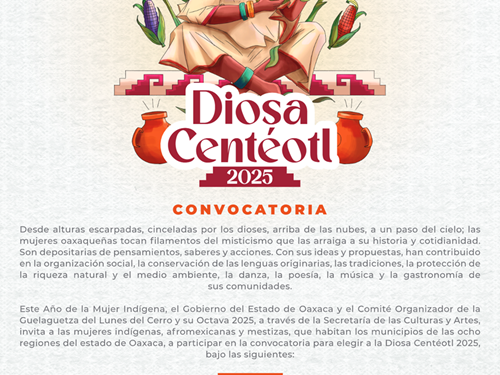 Lanza Seculta convocatoria para selección de representante de la Diosa Centéotl 2025