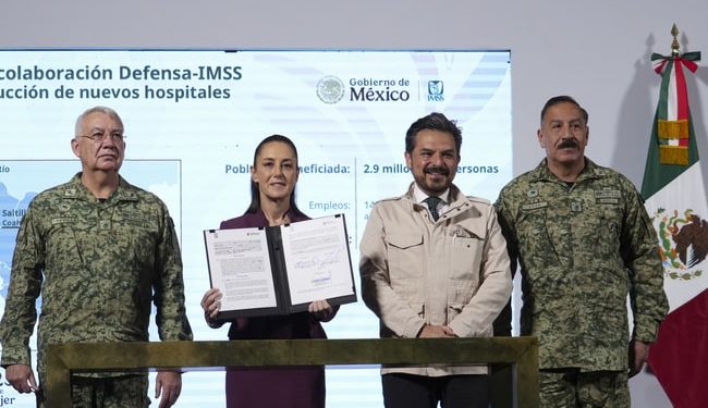 Presidenta anuncia que la Defensa Nacional construirá siete nuevos hospitales del IMSS en beneficio de 2.9 millones de personas