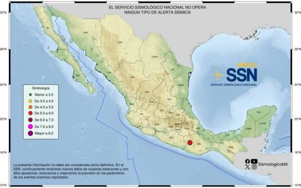 Sin afectaciones por sismo de magnitud 5.5 con epicentro en Tlaxiaco